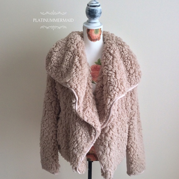 Pressed Pink SHERPA Faux Fur Teddy Bear Coat NWT - Picture 2 of 7
